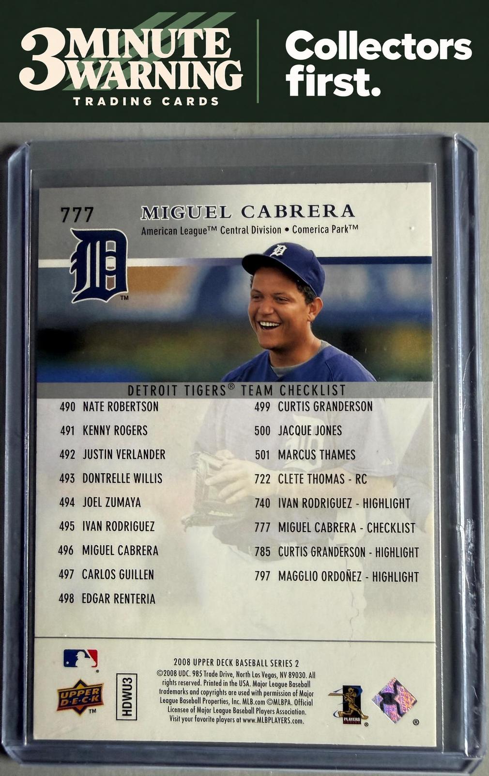 2008 Upper Deck #777 Miguel Cabrera