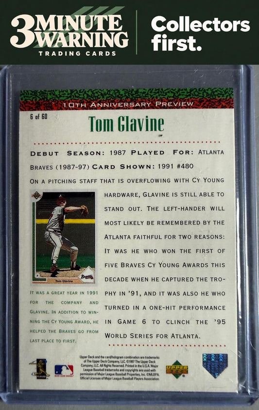 1998 Upper Deck #6 Tom Glavine 10th Anniversary Preview