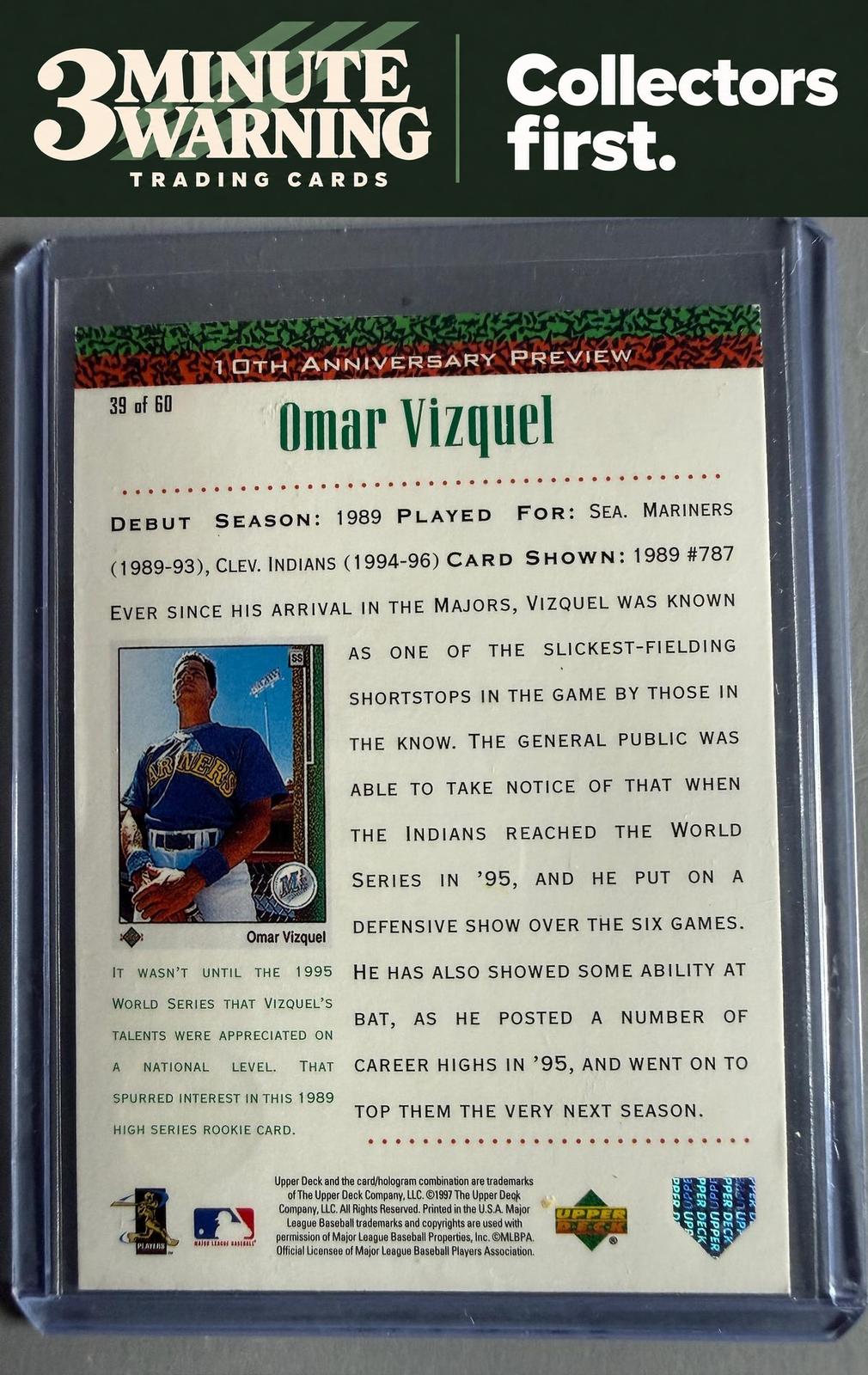 1998 Upper Deck #39 Omar Vizquel 10th Anniversary Preview Edition Retail