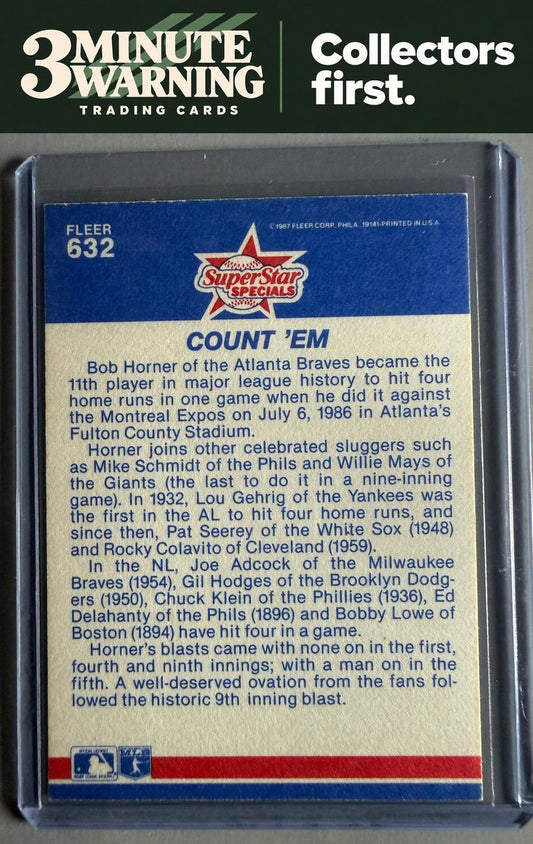 1987 Fleer #632 Count 'Em: 4 HR's in One Game (Bob Horner)