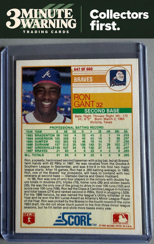 1988 Score #647 Ron Gant