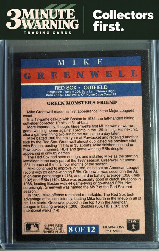 1991 Fleer #8 Mike Greenwell Pro-Visions