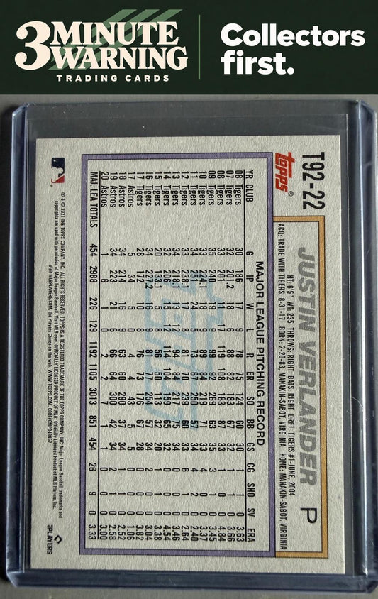 2021 Topps Update #T92-22 Justin Verlander 1992 Topps Redux