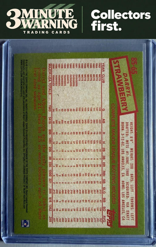 2020 Topps #85-65 Darryl Strawberry 1985 Topps Baseball 35th Anniversary