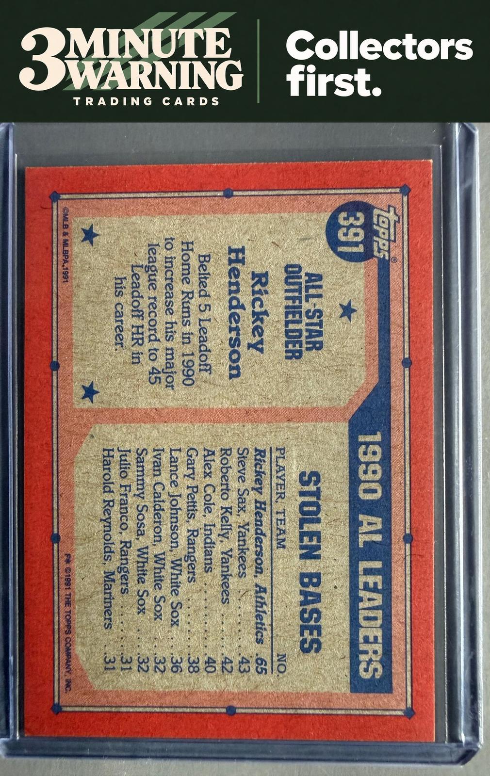 1991 Topps #391 Rickey Henderson