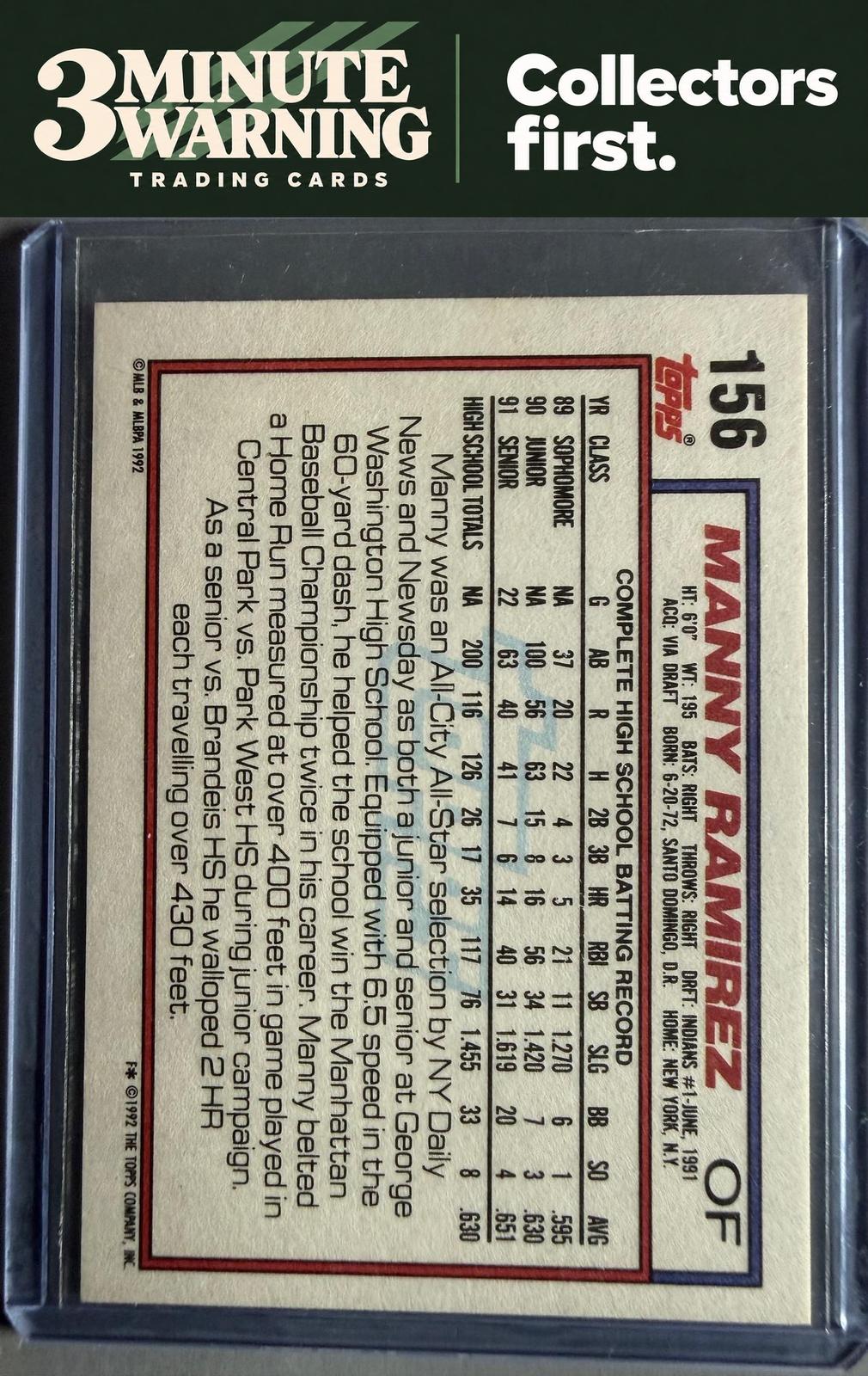 1992 Topps #156 Manny Ramirez
