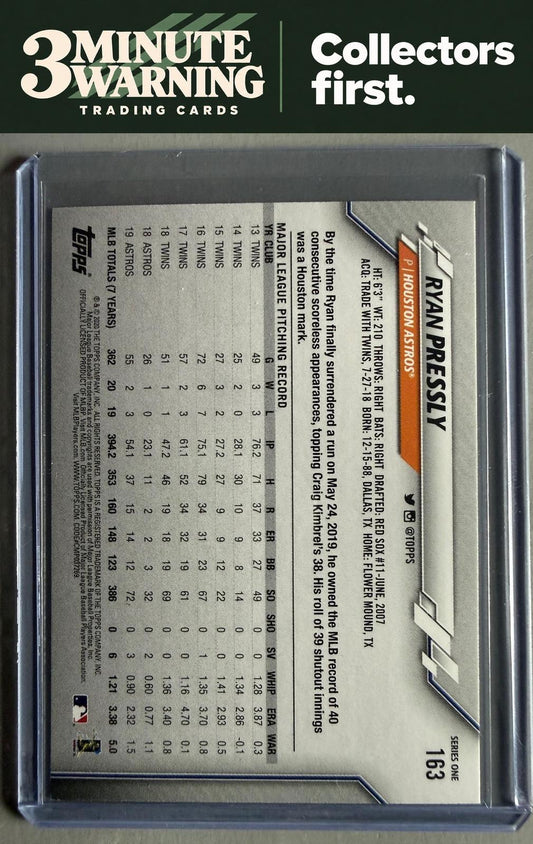 2020 Topps #163 Ryan Pressly Rainbow Foil