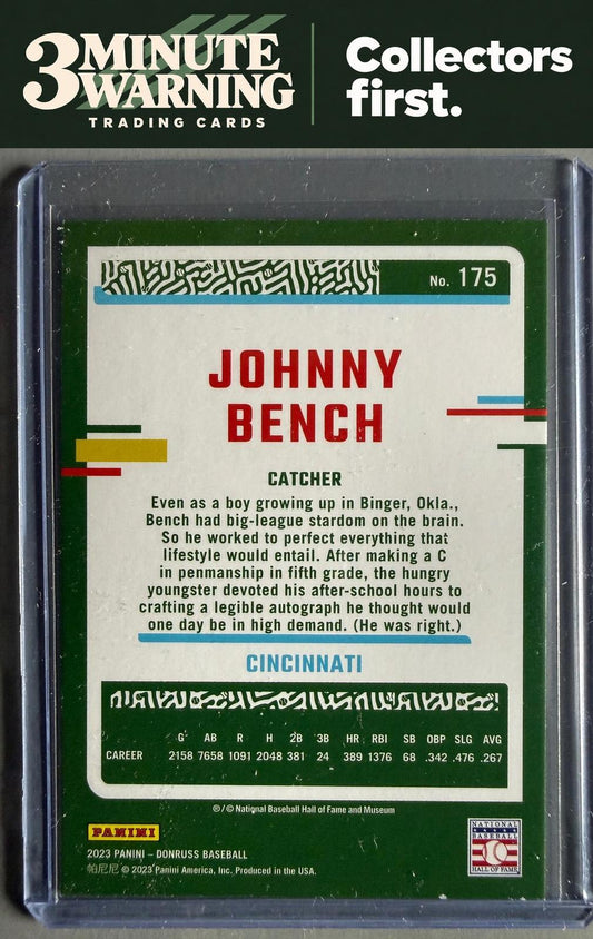 2023 Donruss #175 Johnny Bench Holo Purple