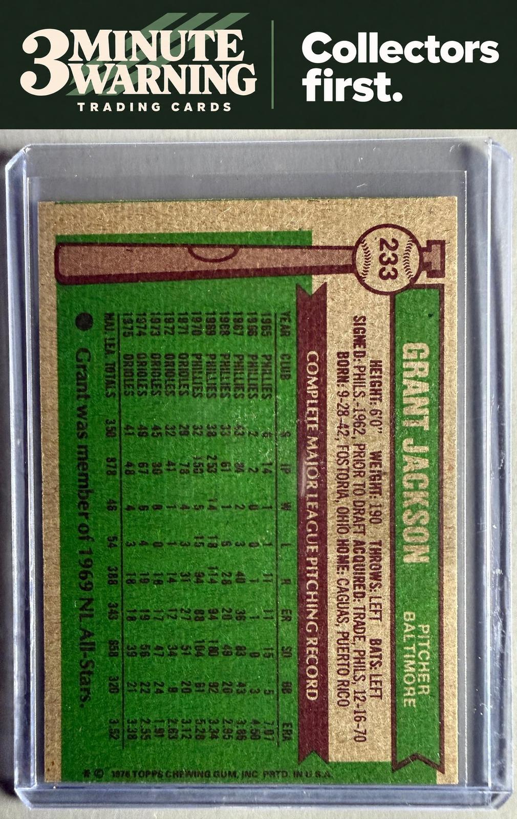 1976 Topps #233 Grant Jackson