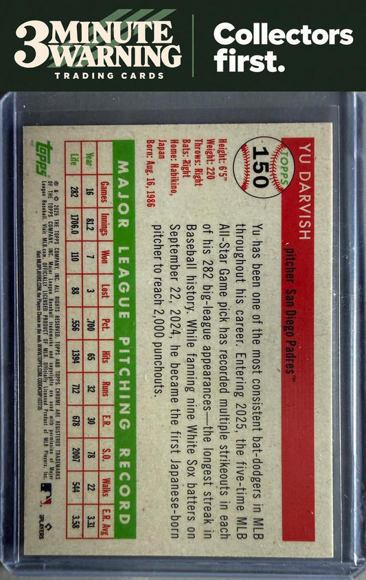2025 Topps Chrome Platinum #150 Yu Darvish Rose Gold Refractor #/75