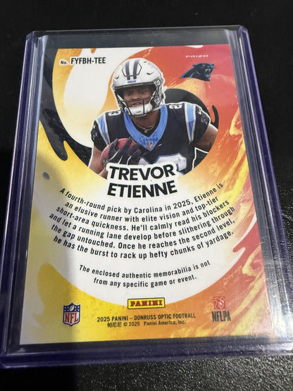 2025 Donruss Optic #FYFBH-TEE Trevor Etienne First Year Fresh Blue Hyper