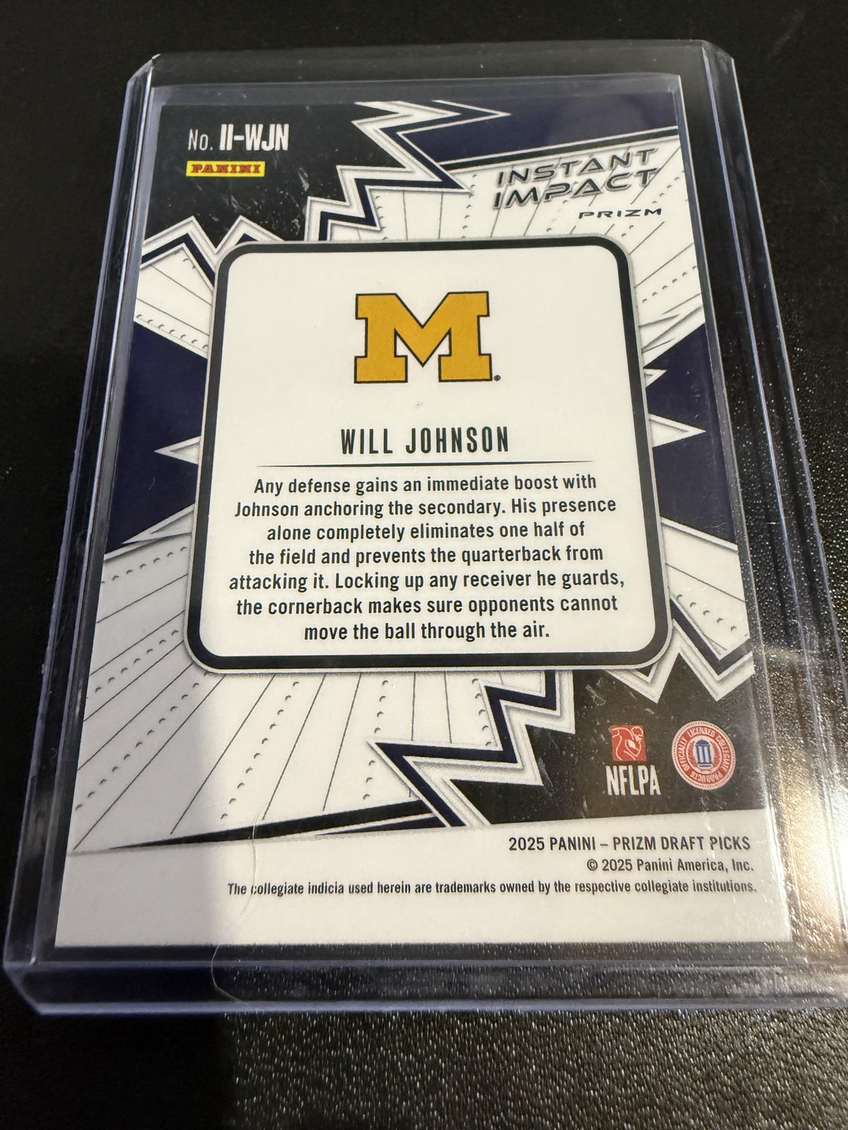 2025 Panini Prizm Draft Picks #II-WJN Will Johnson Instant Impact Gold Ice