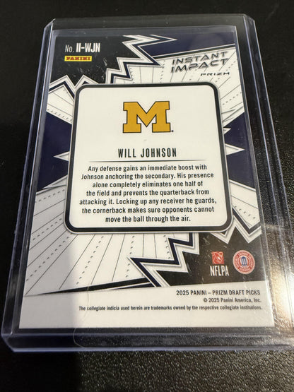 2025 Panini Prizm Draft Picks #II-WJN Will Johnson Instant Impact Gold Ice