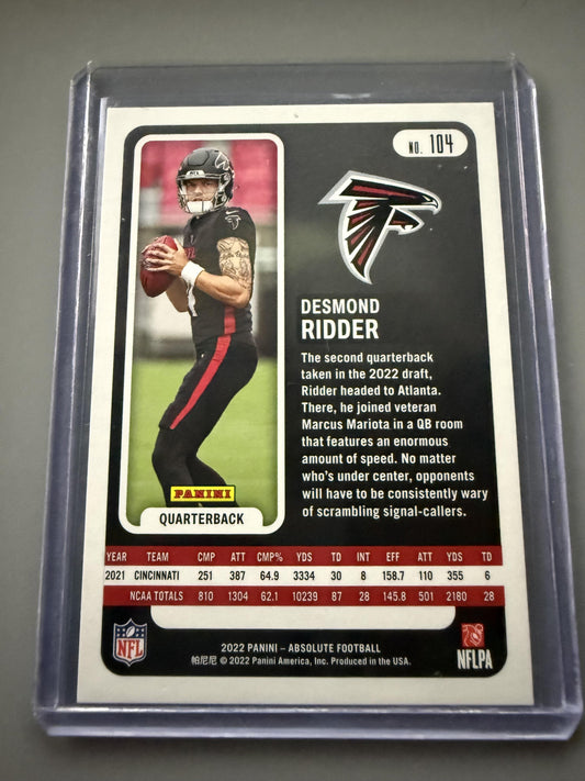 2022 Panini Absolute #104 Desmond Ridder Red Squares #/499