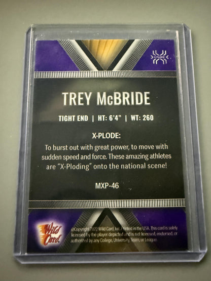 2022 Wild Card Matte #MXP-46 Trey McBride X-Plode Gold/Purple X #/50