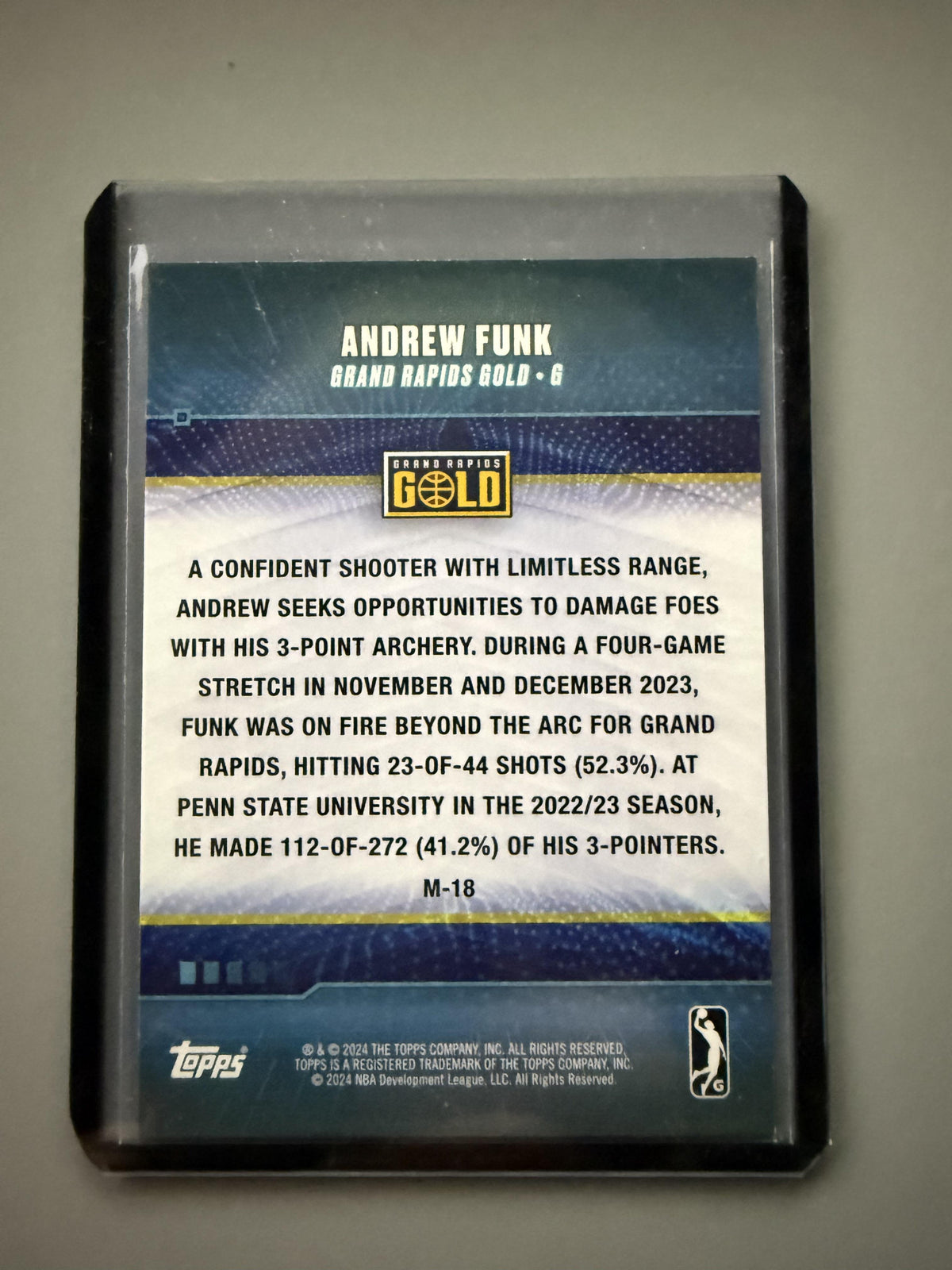 2023-24 Topps G-League #M-18 Andrew Funk Marksman Gold #/50