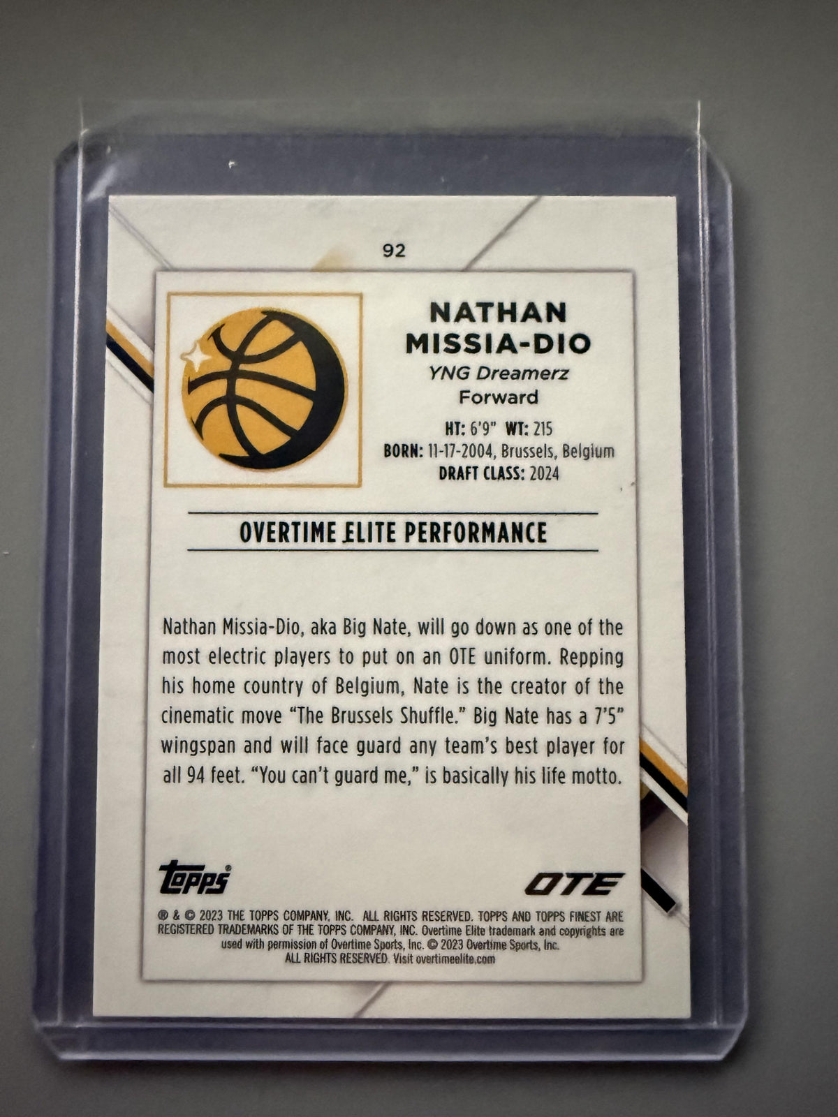 2022-23 Finest Overtime Elite #92 Nathan Missia-Dio Purple Refractor #/250