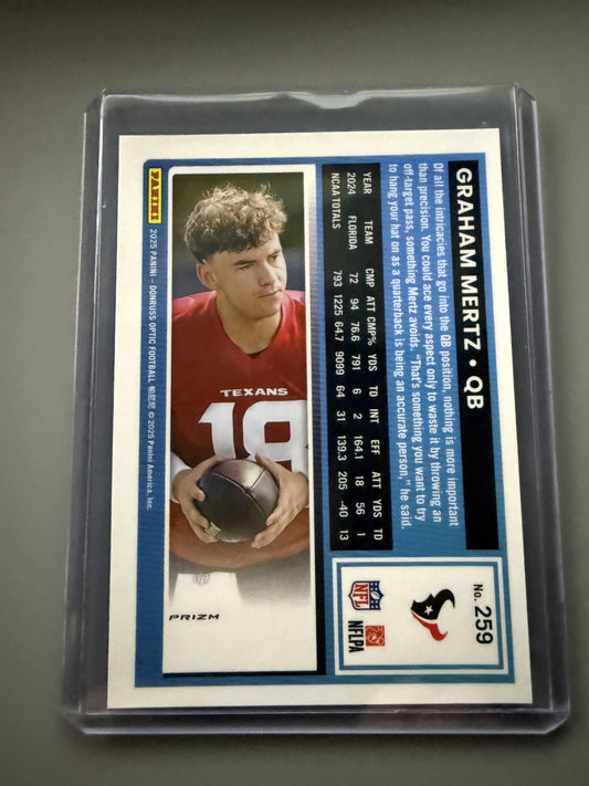 2025 Donruss Optic #259 Graham Mertz Purple Shock