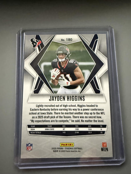 2025 Panini Phoenix #180 Jayden Higgins Silver Winter Prizm