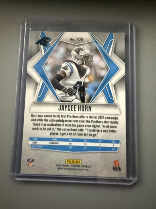 2025 Panini Phoenix #106 Jaycee Horn Red Lazer Prizm #/199