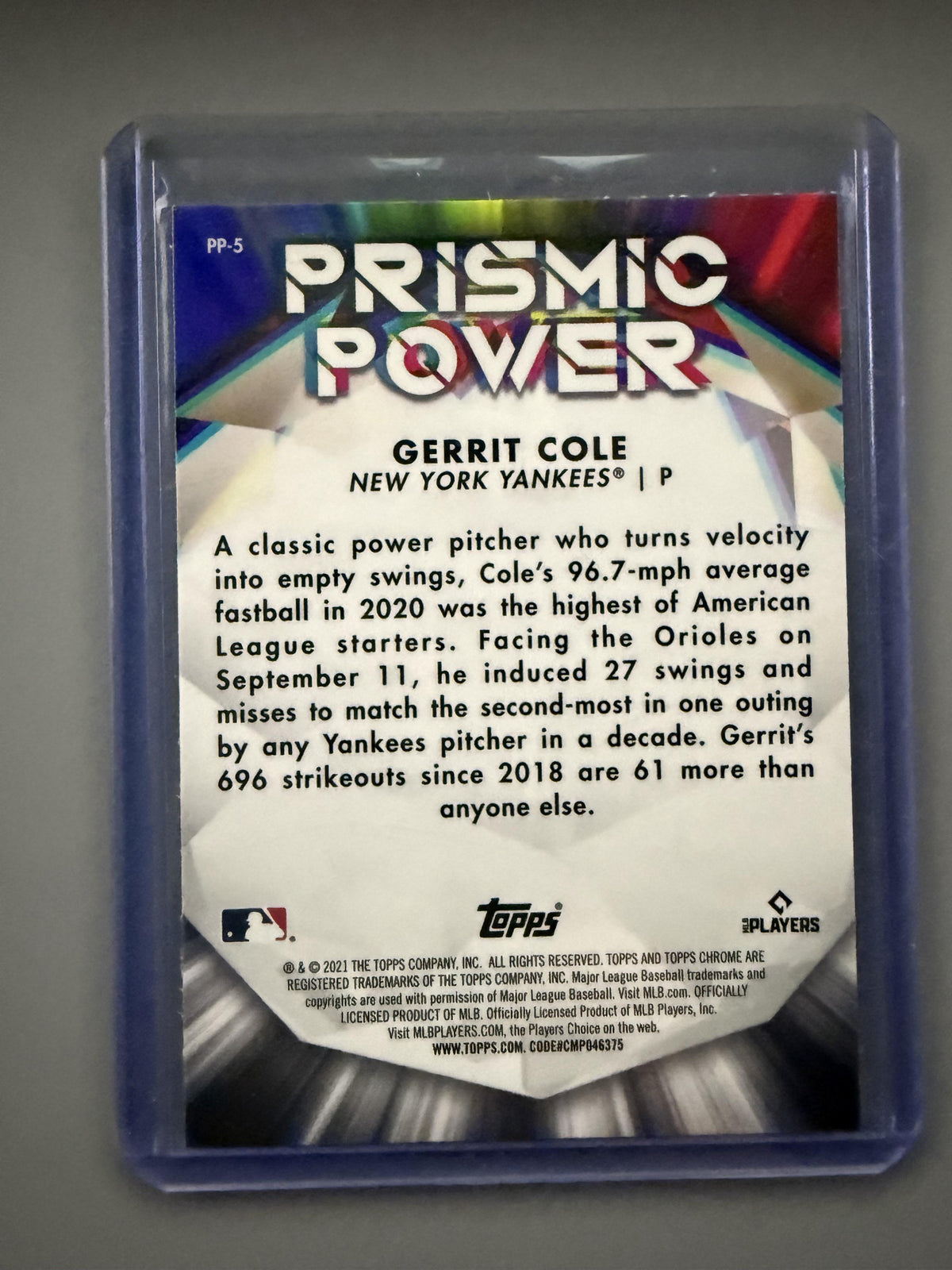 2021 Topps Chrome #PP-5 Gerrit Cole Prismic Power