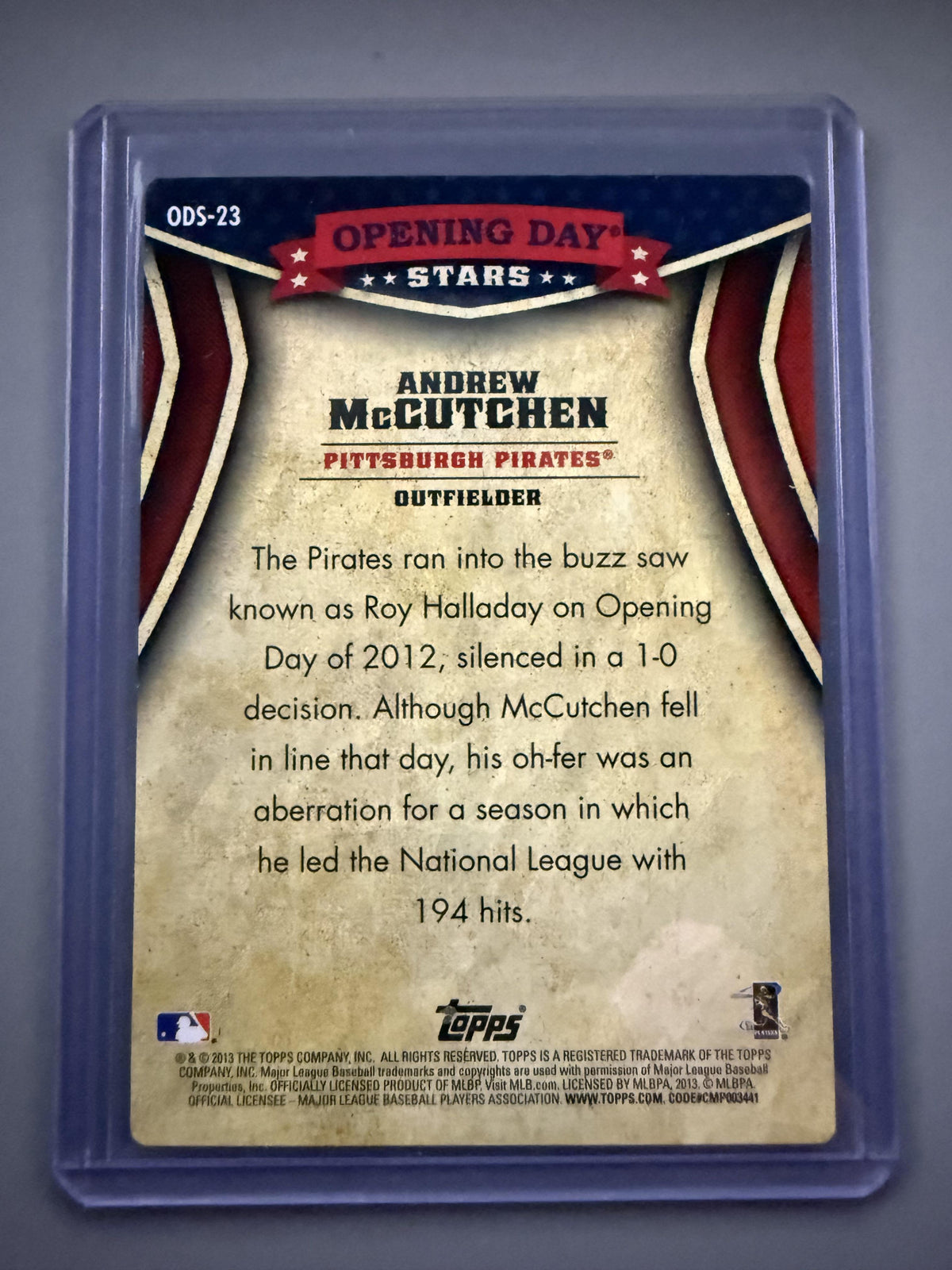 2013 Topps Opening Day #ODS-23 Andrew McCutchen Opening Day Stars