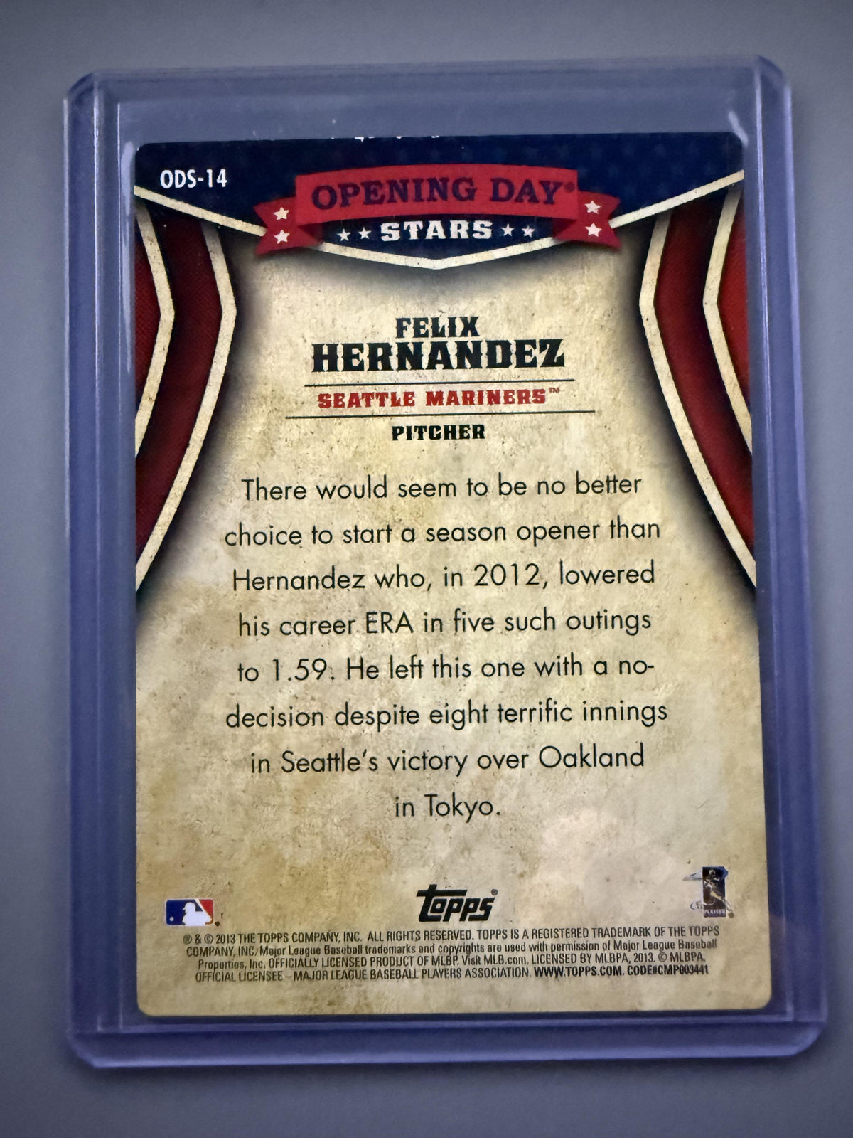 2013 Topps Opening Day #ODS-14 Felix Hernandez Opening Day Stars