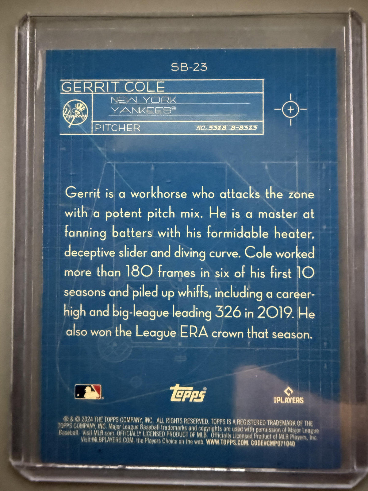 2024 Topps #SB-23 Gerrit Cole Superstar Blueprint