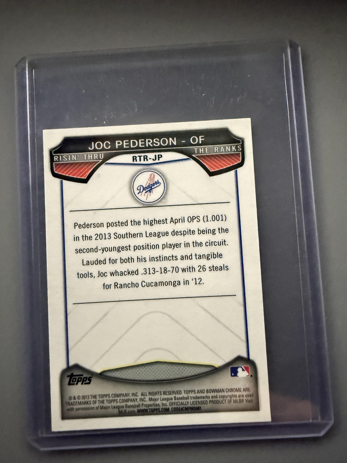 2013 Bowman Chrome #RTR-JP Joc Pederson Risin' Thru the Ranks Mini