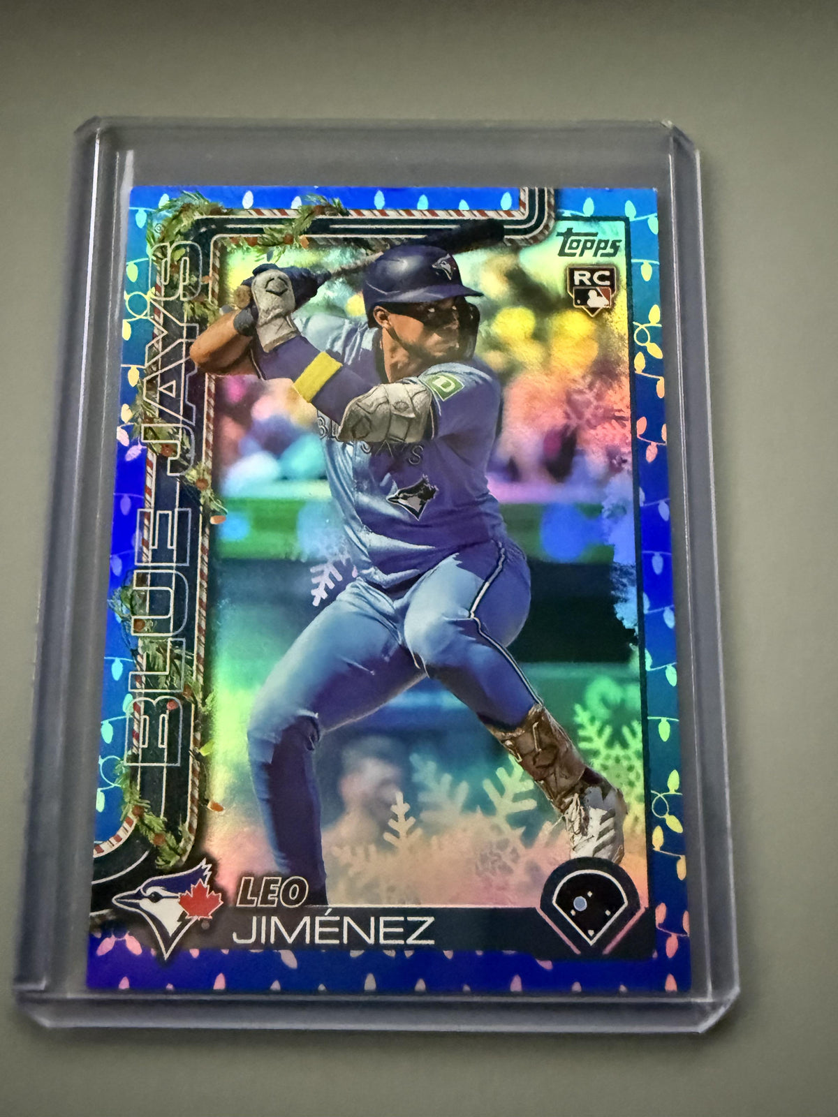 2025 Topps Holiday #H57 Leo Jiménez Blue Metallic Holiday Lights