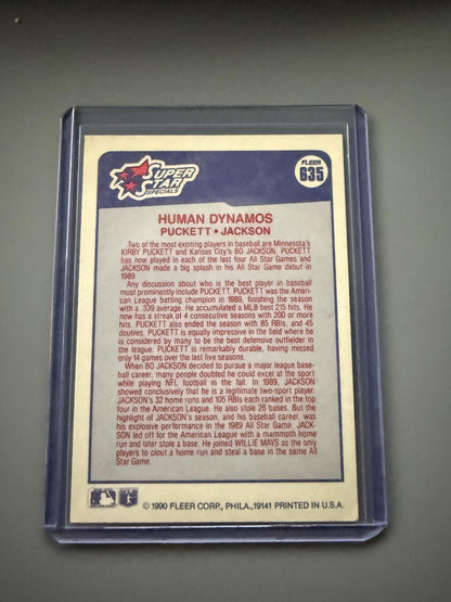 1990 Fleer Canadian #635 Human Dynamos (Kirby Puckett / Bo Jackson) SSS, CPC