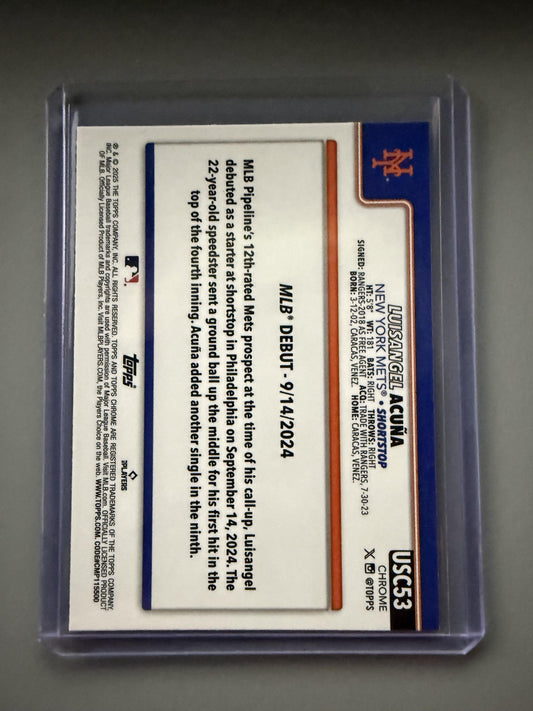 2025 Topps Chrome Update #USC53 Luisangel Acuña X-Fractors