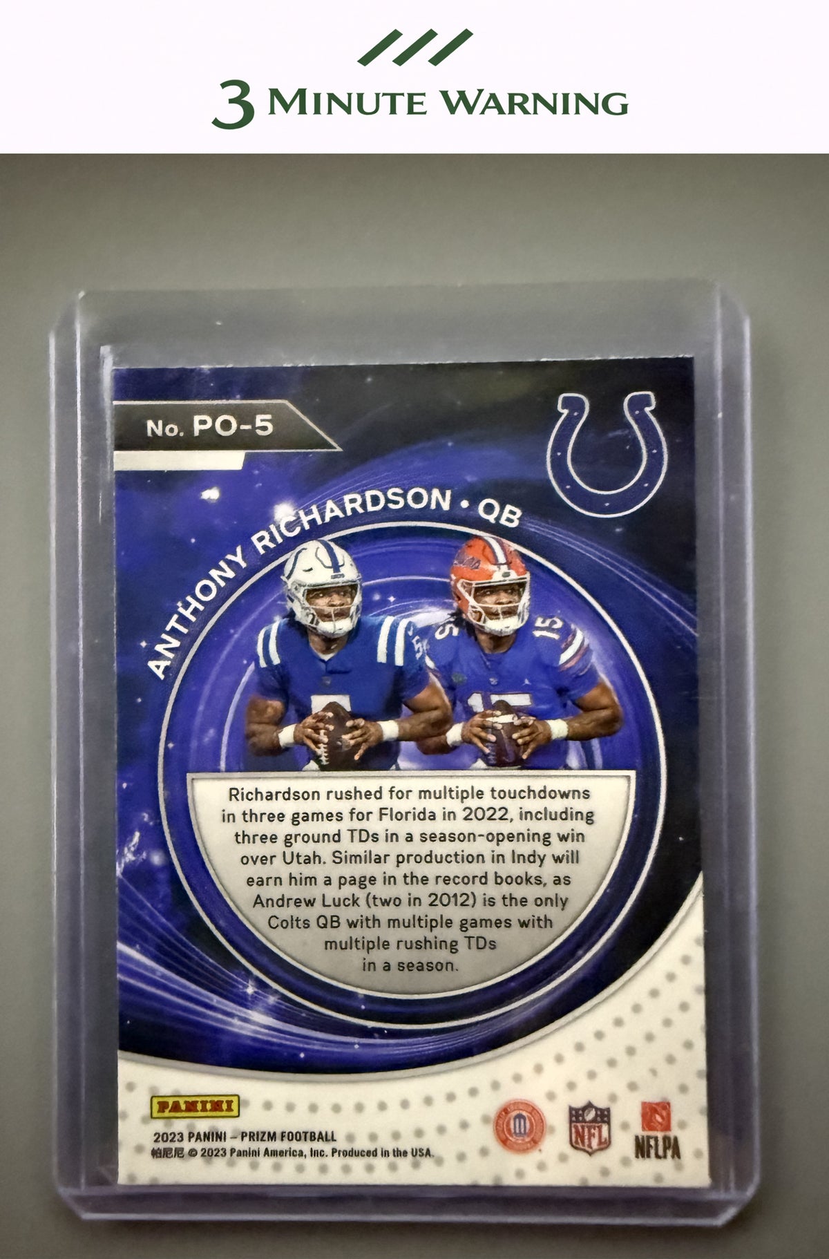 2023 Panini Prizm #PO-5 Anthony Richardson Portals Prizm Green