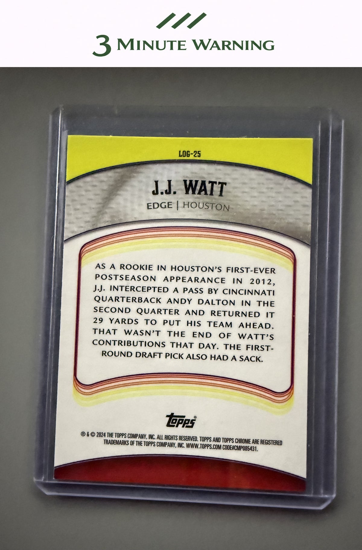 2024 Topps Chrome #LOG-25 J.J. Watt Legends of the Gridiron