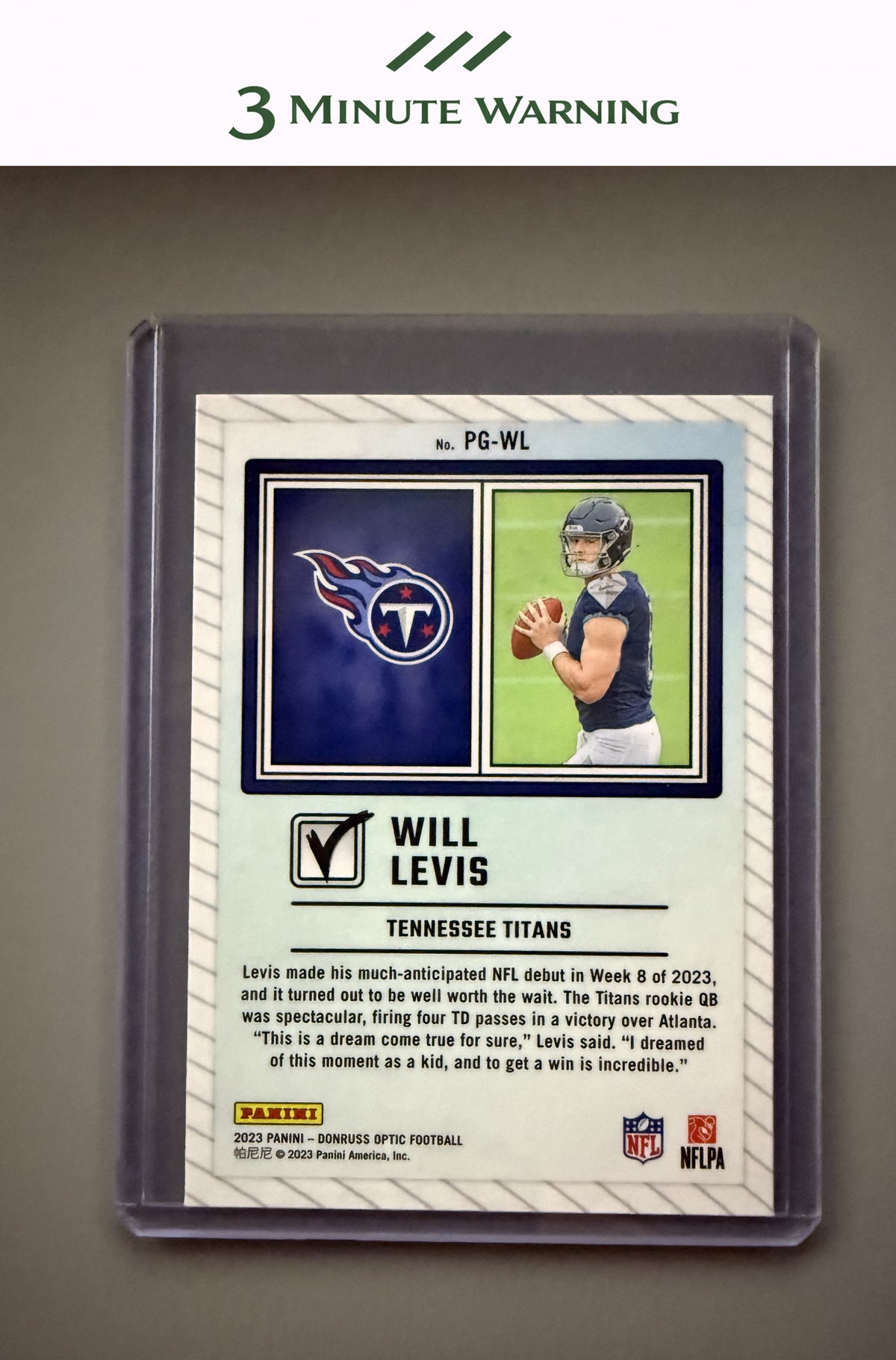 2023 Donruss Optic #PG-WL Will Levis Passing Grade
