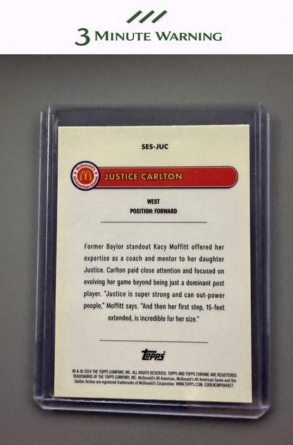 2024 Topps Chrome McDonald's All-American #SES-JUC Justice Carlton Major Stars Blue RayWave Refractor