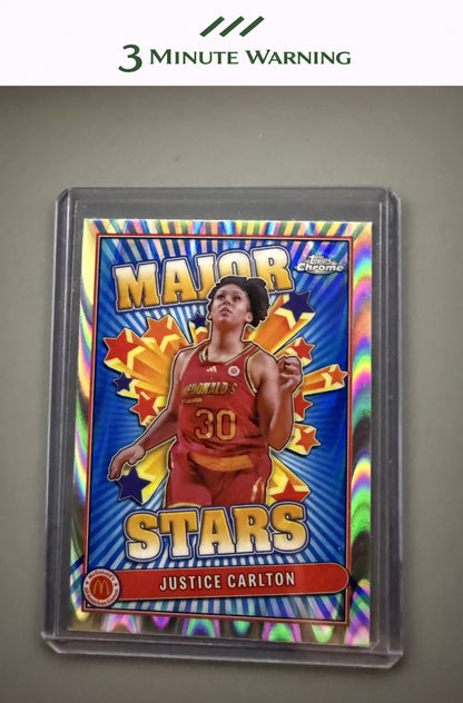 2024 Topps Chrome McDonald's All-American #SES-JUC Justice Carlton Major Stars Blue RayWave Refractor
