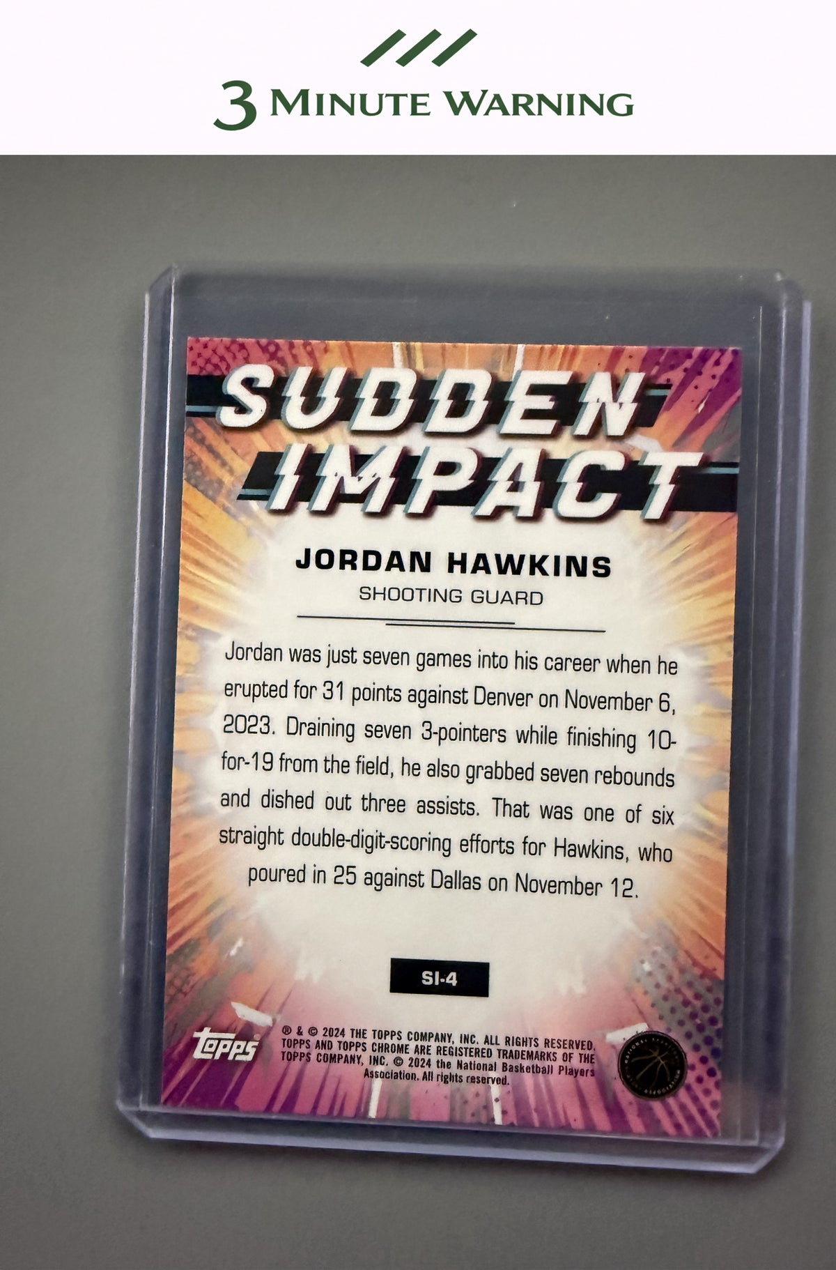 2023-24 Topps Chrome #SI-4 Jordan Hawkins Sudden Impact