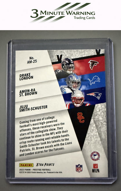 2023 Panini Prestige #AM-25 Amon-Ra St. Brown / Drake London / JuJu Smith-Schuster Alma Maters