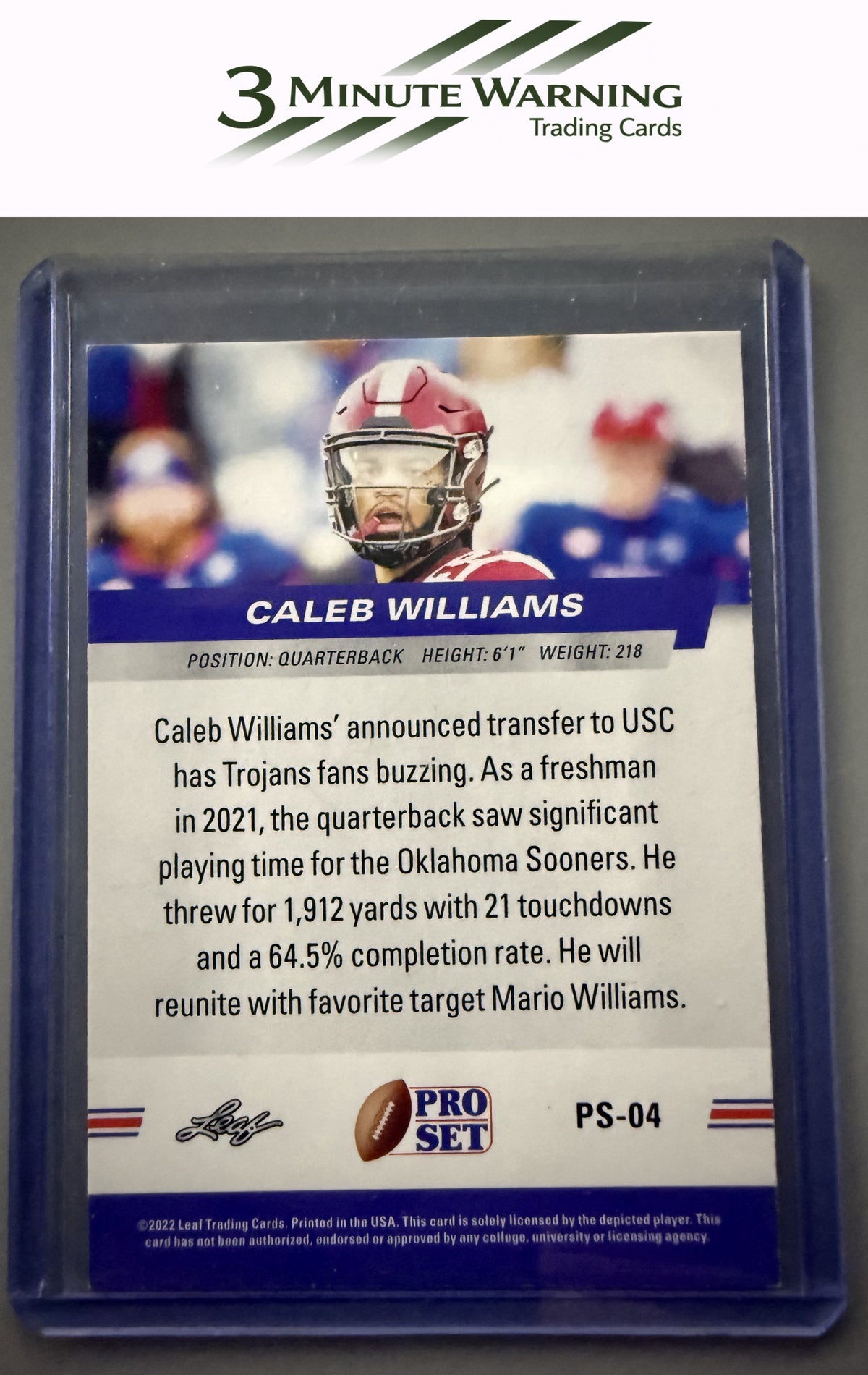 2022 Pro Set Draft #PS-04 Caleb Williams