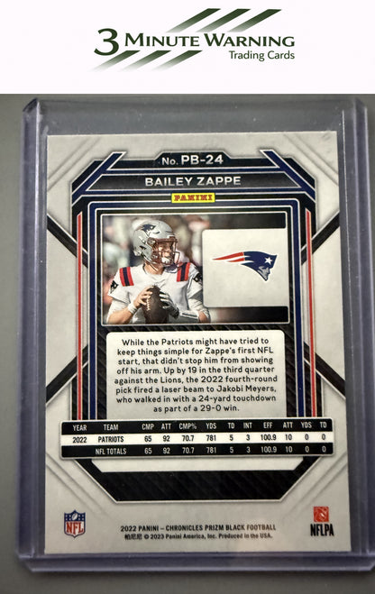 2022 Panini Chronicles #PB-24 Bailey Zappe Prizm Black