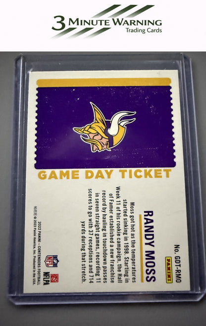 2022 Panini Contenders #GDT-RMO Randy Moss Game Day Ticket