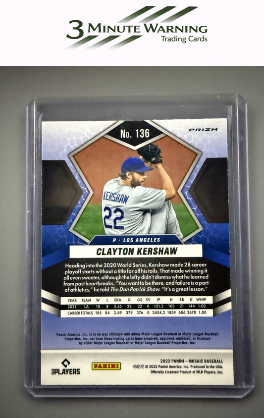 2022 Panini Mosaic #136 Clayton Kershaw Blue Camo Mosaic