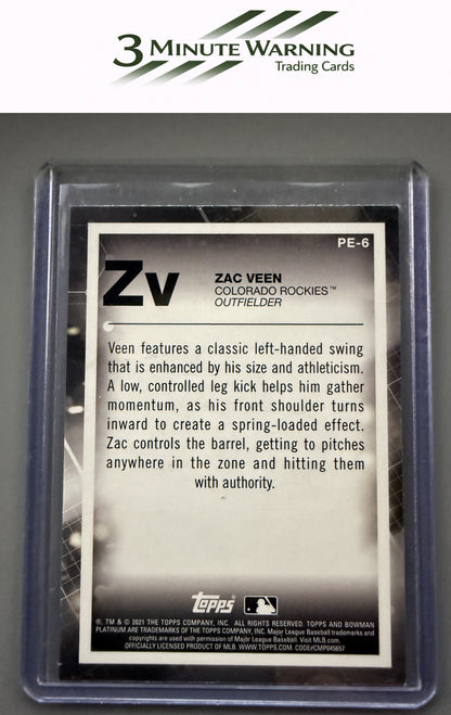 2021 Bowman Platinum #PE-6 Zac Veen Precious Elements