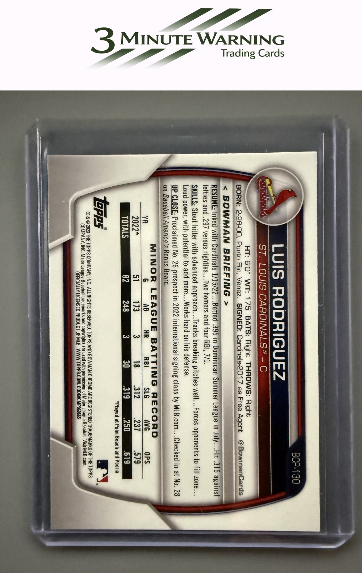 2023 Bowman #BCP-130 Luis Rodriguez Chrome Prospects