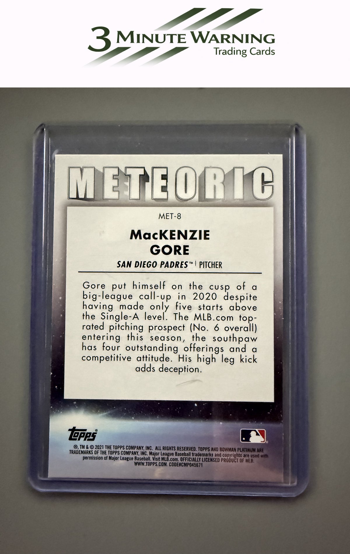2021 Bowman Platinum #MET-8 MacKenzie Gore Meteoric