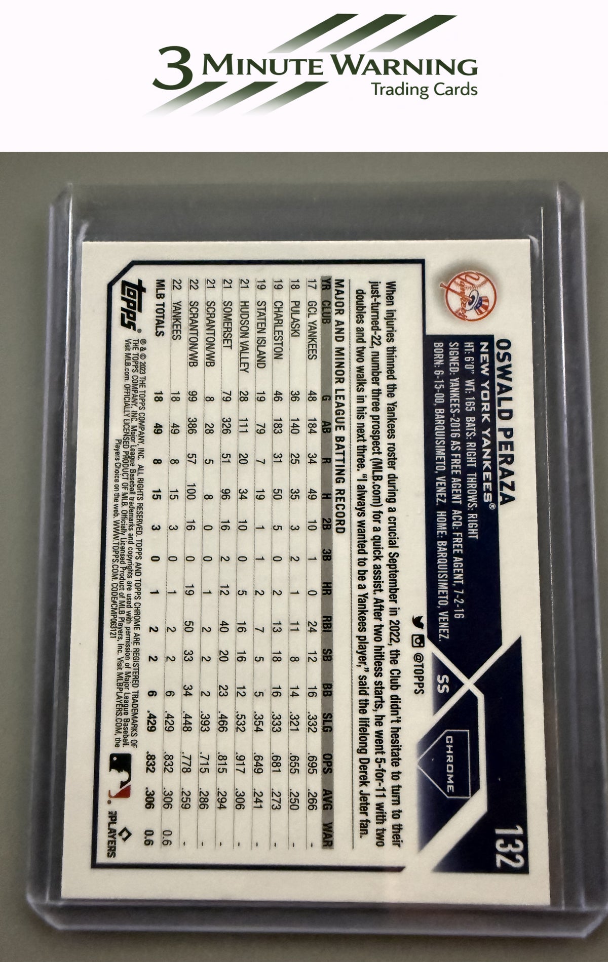 2023 Topps Chrome #132 Oswald Peraza Sepia Refractor