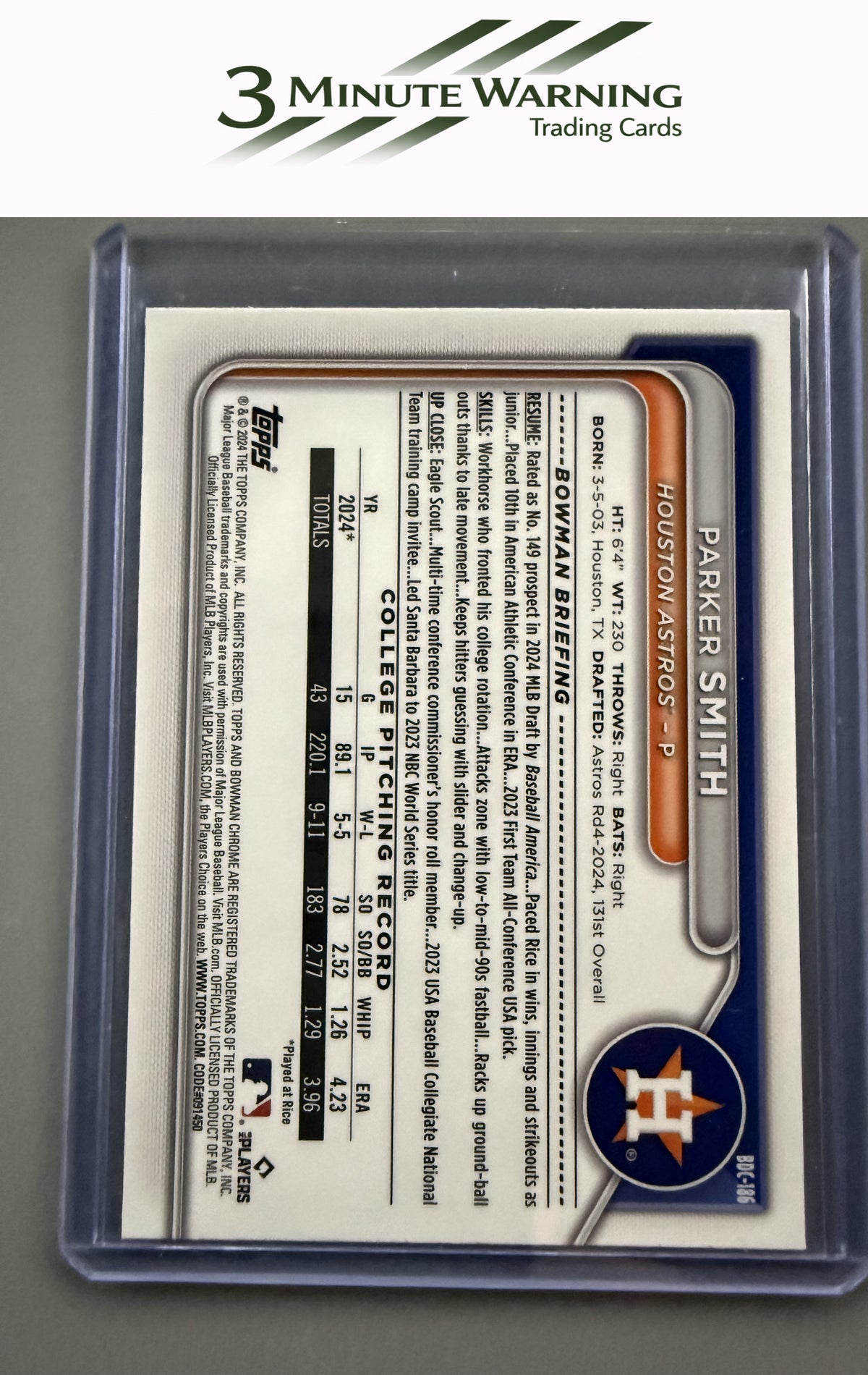 2024 Bowman Draft #BDC-186 Parker Smith Chrome