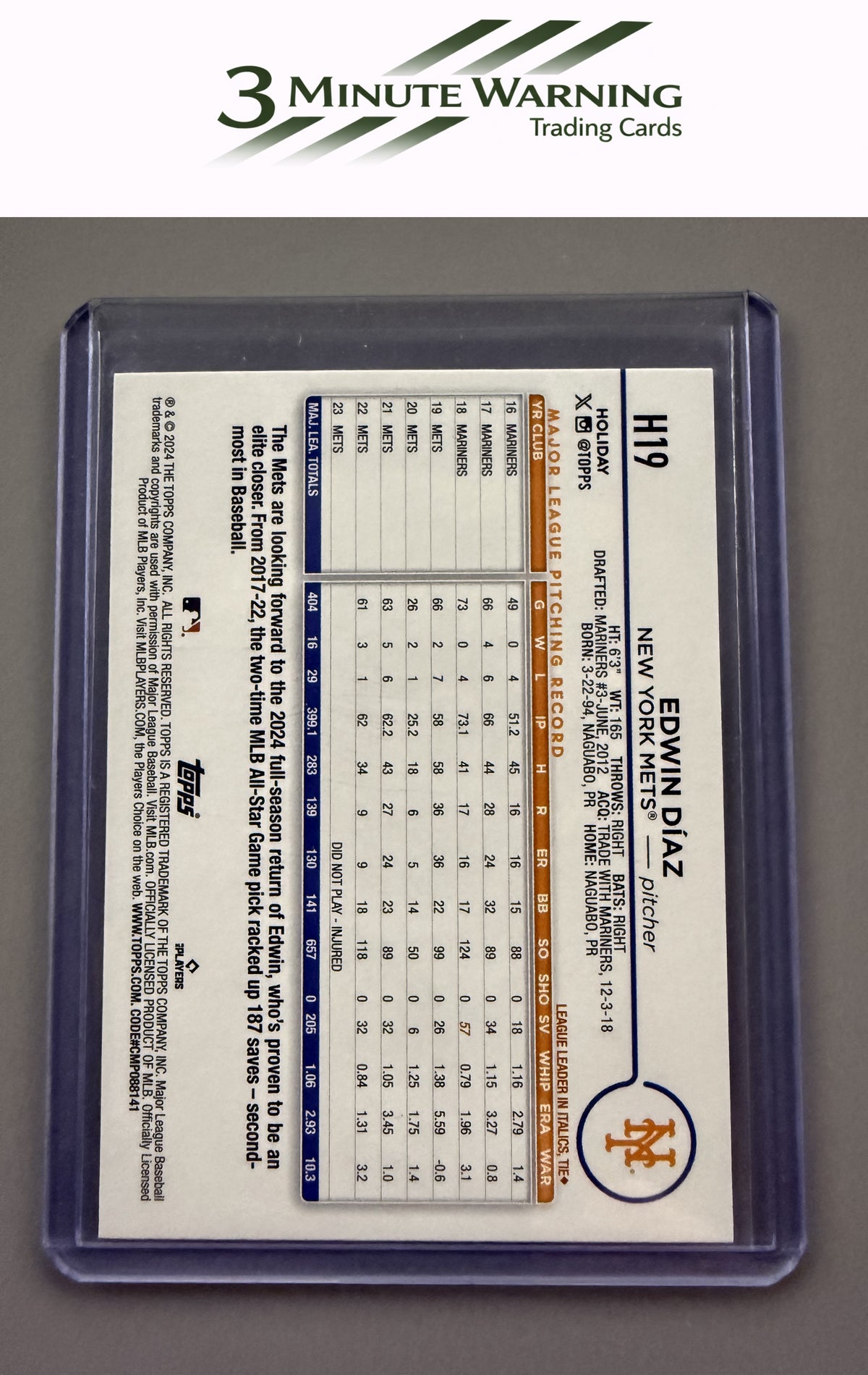 2024 Topps Holiday #H19 Edwin Díaz