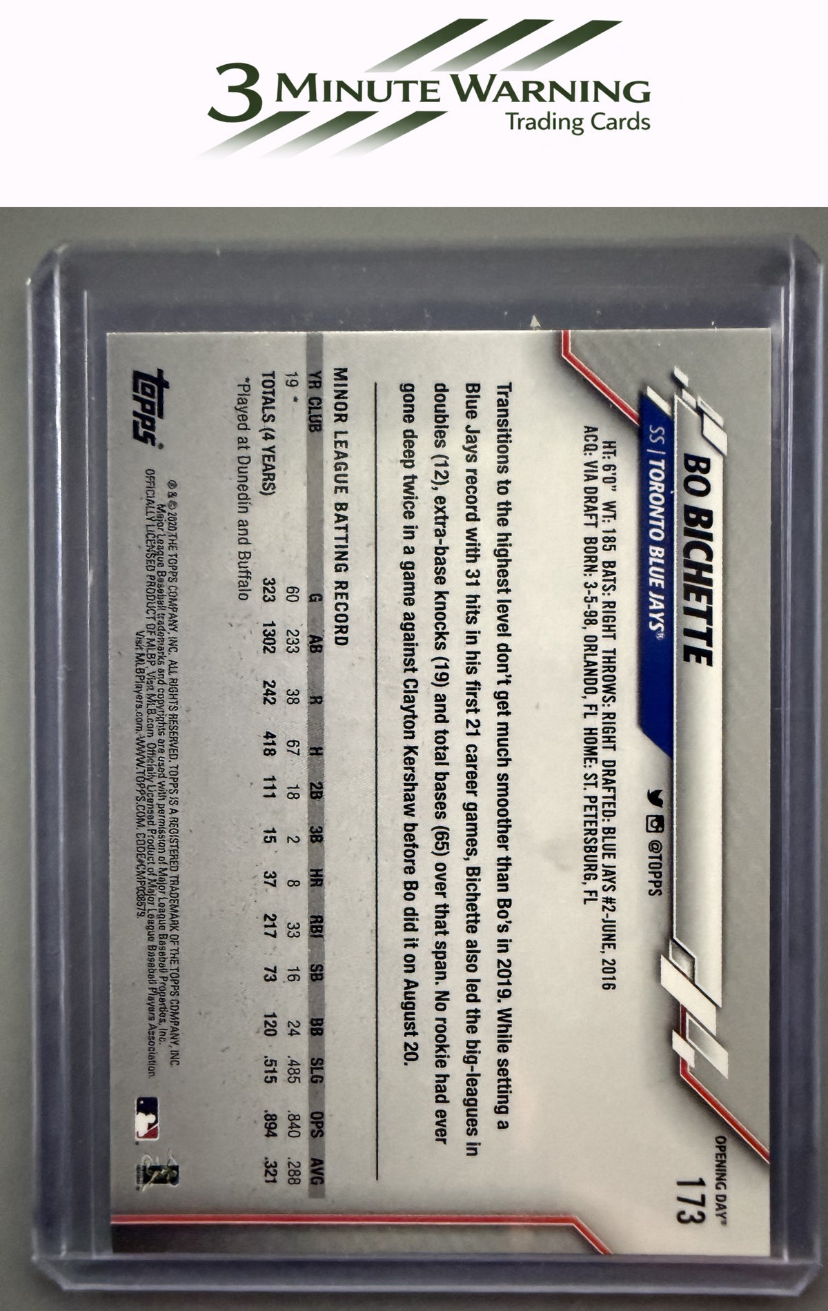 2020 Topps #78 Bo Bichette